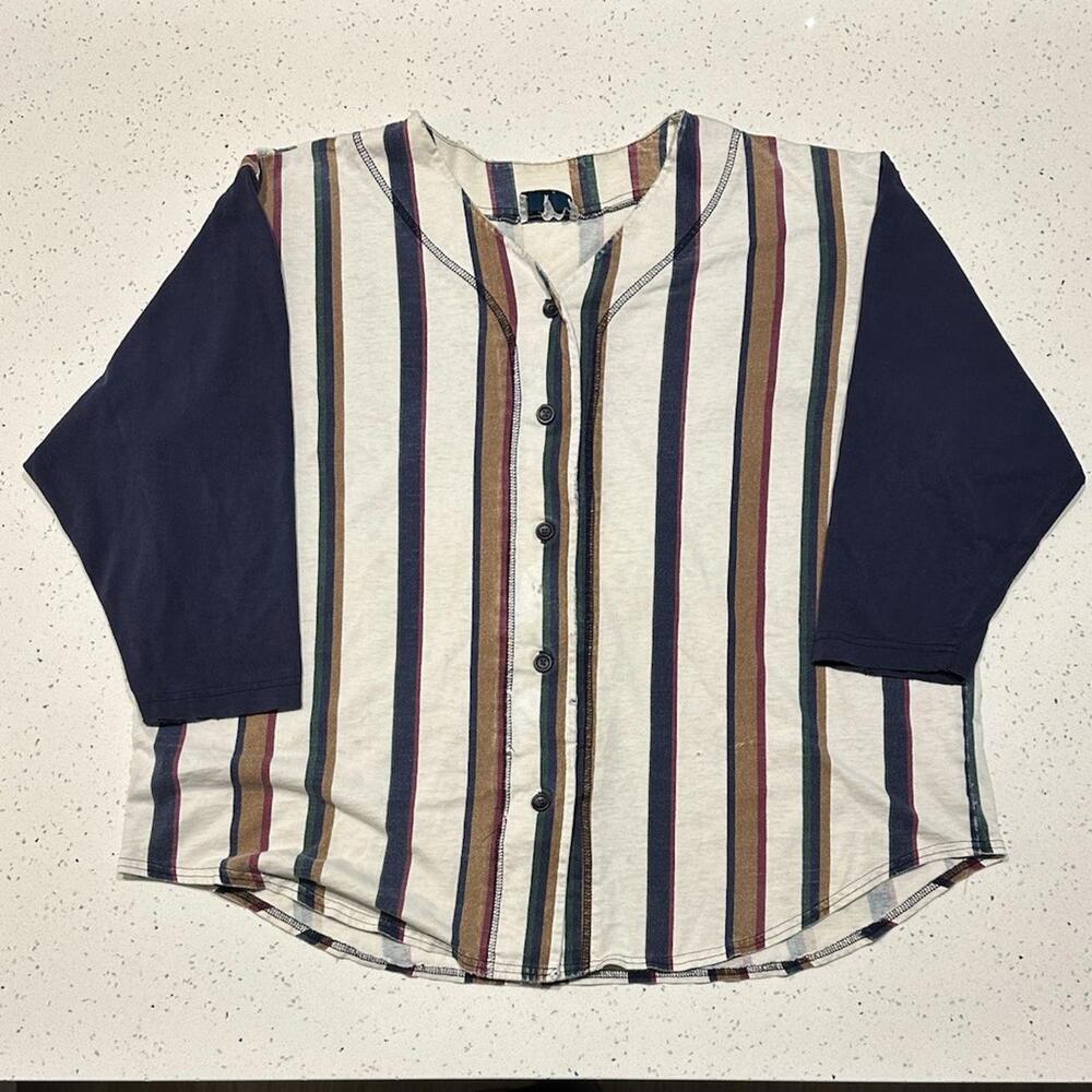 Vintage 90's Next Era Baseball Pinstripe T-Shirt Size XL Jersey Oversized Dstr